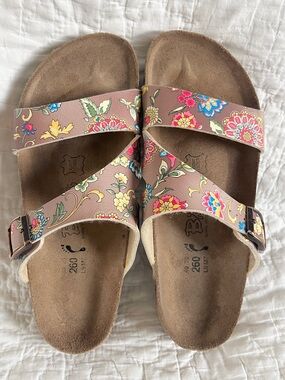 Birki’s by Birkenstock Malden Floral Double Strap Sandal Slip On Pink Women 40 9